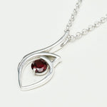 Garnet Gemstone Heart Pendent in Solid Sterling Silver