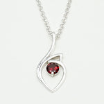 Garnet Gemstone Heart Pendent in Solid Sterling Silver
