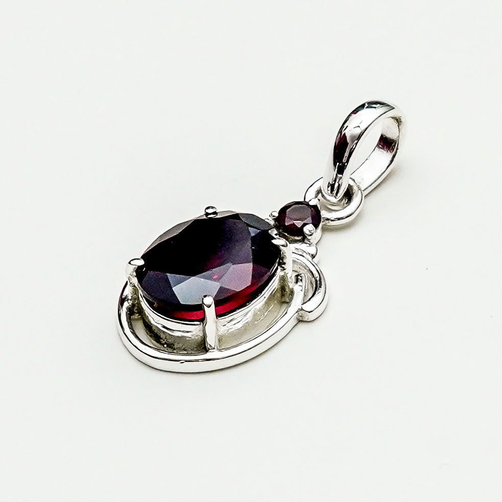 Garnet Stone Pendant In 925 Sterling Silver