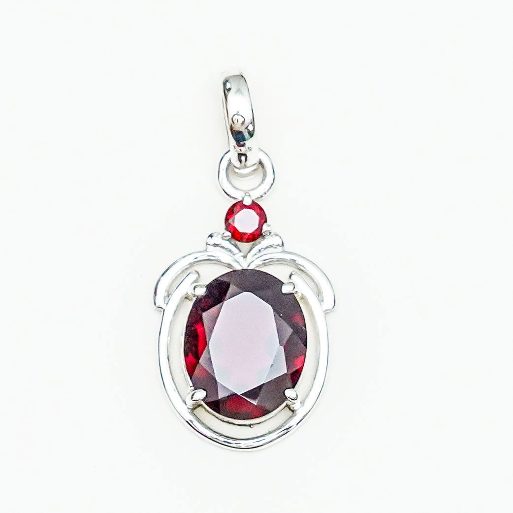 Garnet Stone Pendant In 925 Sterling Silver
