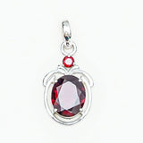 Garnet Stone Pendant In 925 Sterling Silver
