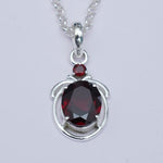 Garnet Stone Pendant In 925 Sterling Silver