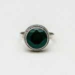 Green Eye Sterling Silver Ring