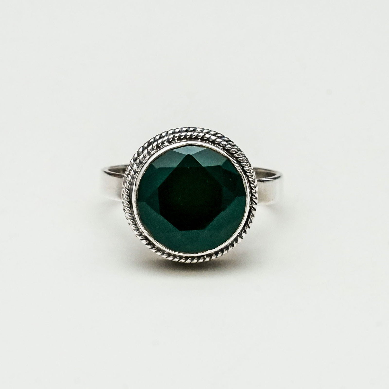 Green Eye Sterling Silver Ring