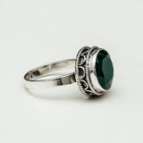 Green Eye Sterling Silver Ring