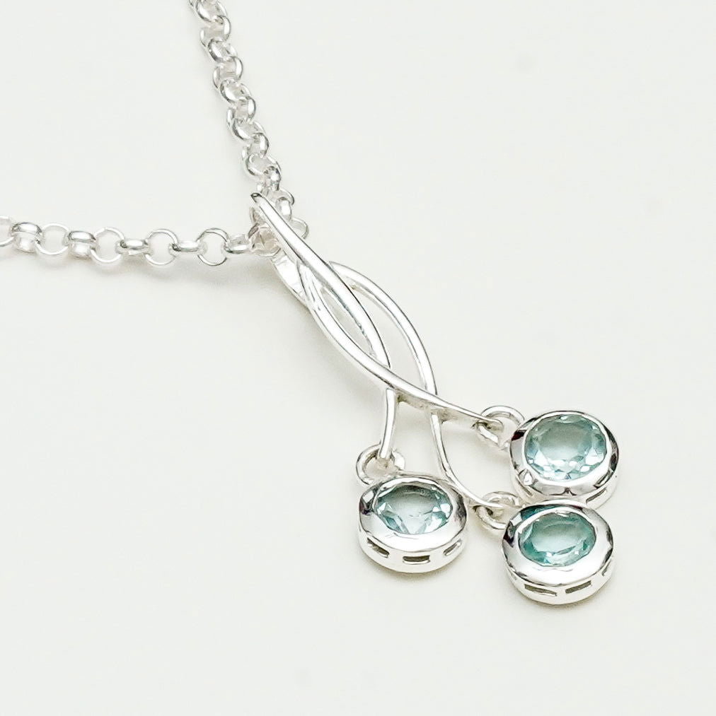 Handmade Pendant With Blue Topaz Gemstone In 925 Sterling Silver