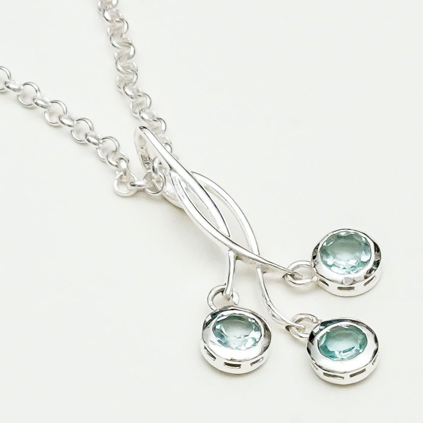 Handmade Pendant With Blue Topaz Gemstone In 925 Sterling Silver
