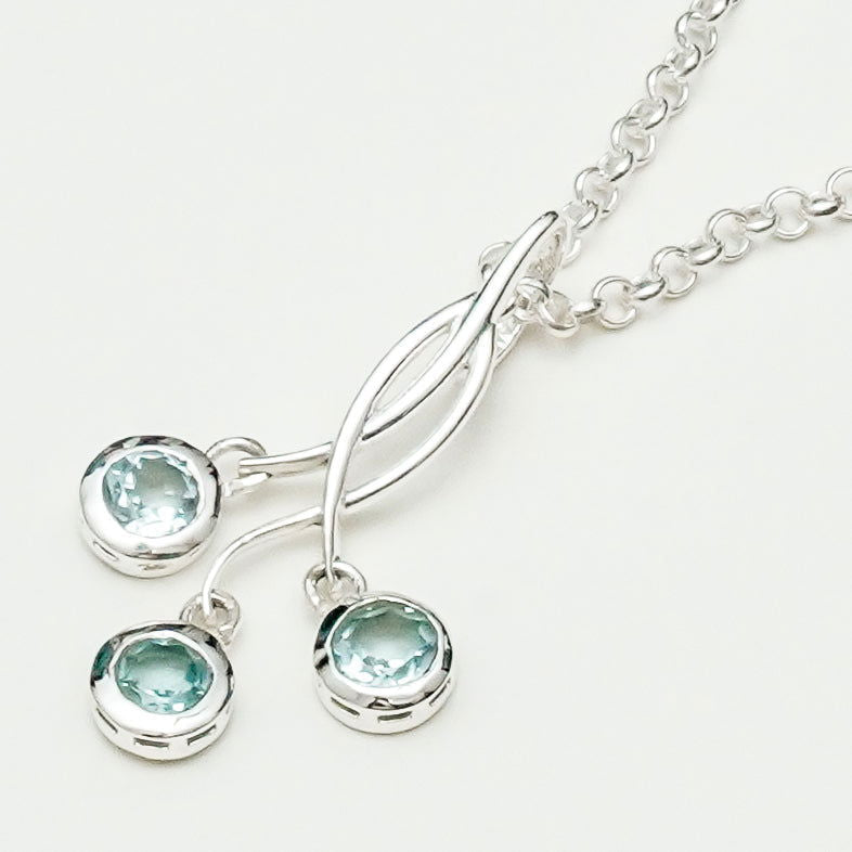 Handmade Pendant With Blue Topaz Gemstone In 925 Sterling Silver