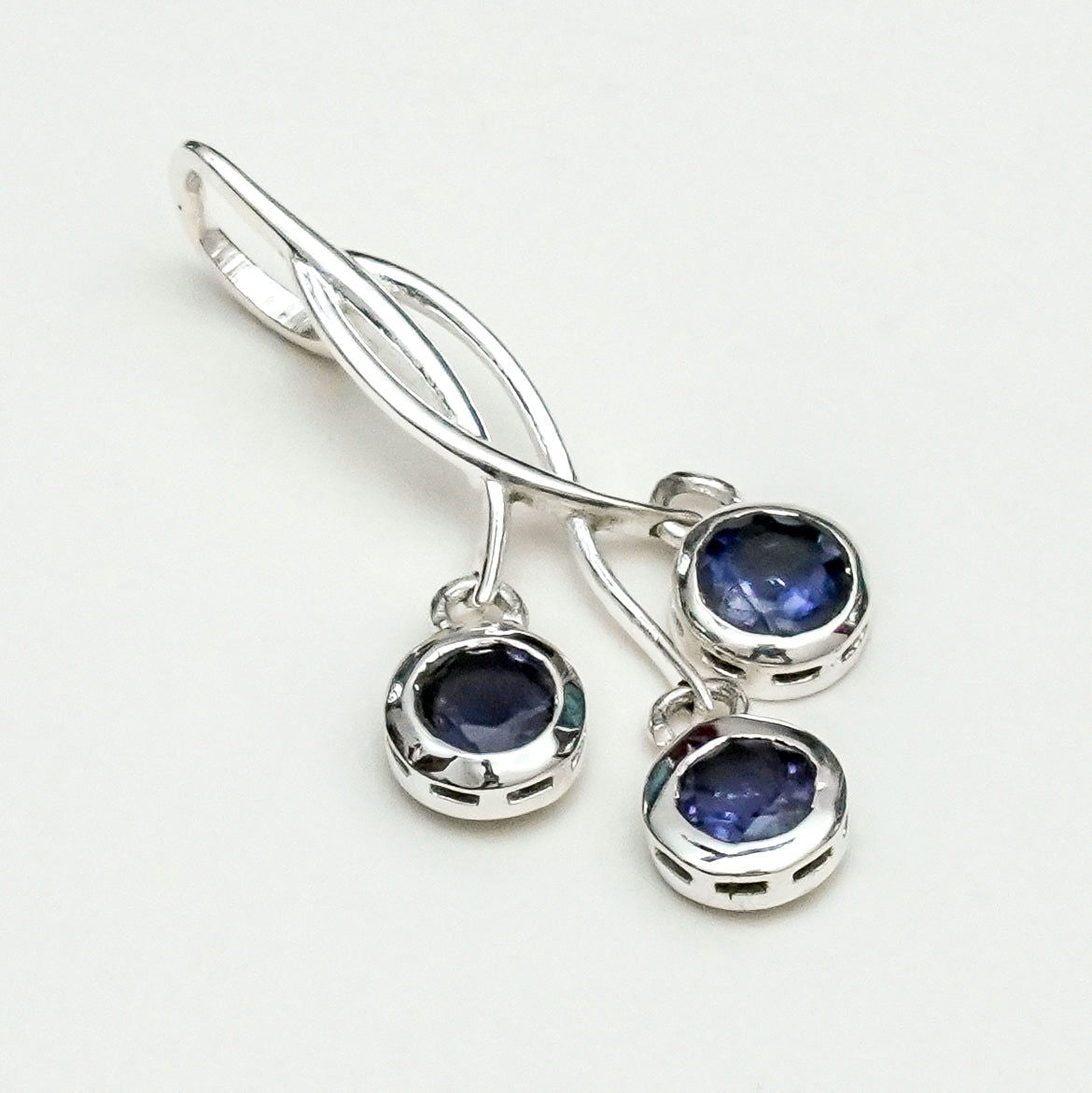 Handmade Pendant With Lolite Gemstone In 925 Sterling Silver