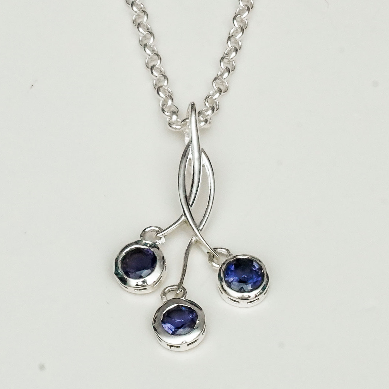 Handmade Pendant With Lolite Gemstone In 925 Sterling Silver