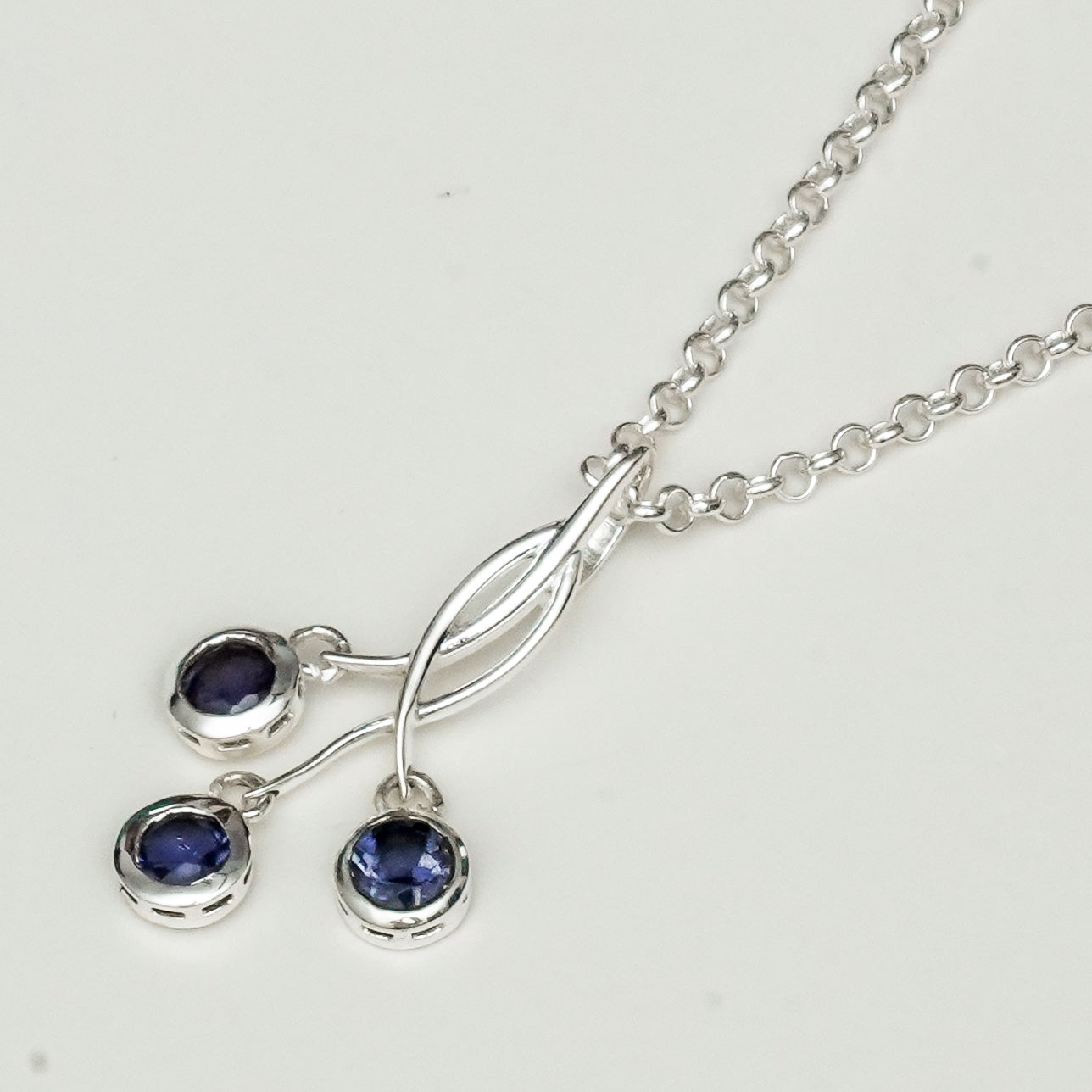 Handmade Pendant With Lolite Gemstone In 925 Sterling Silver