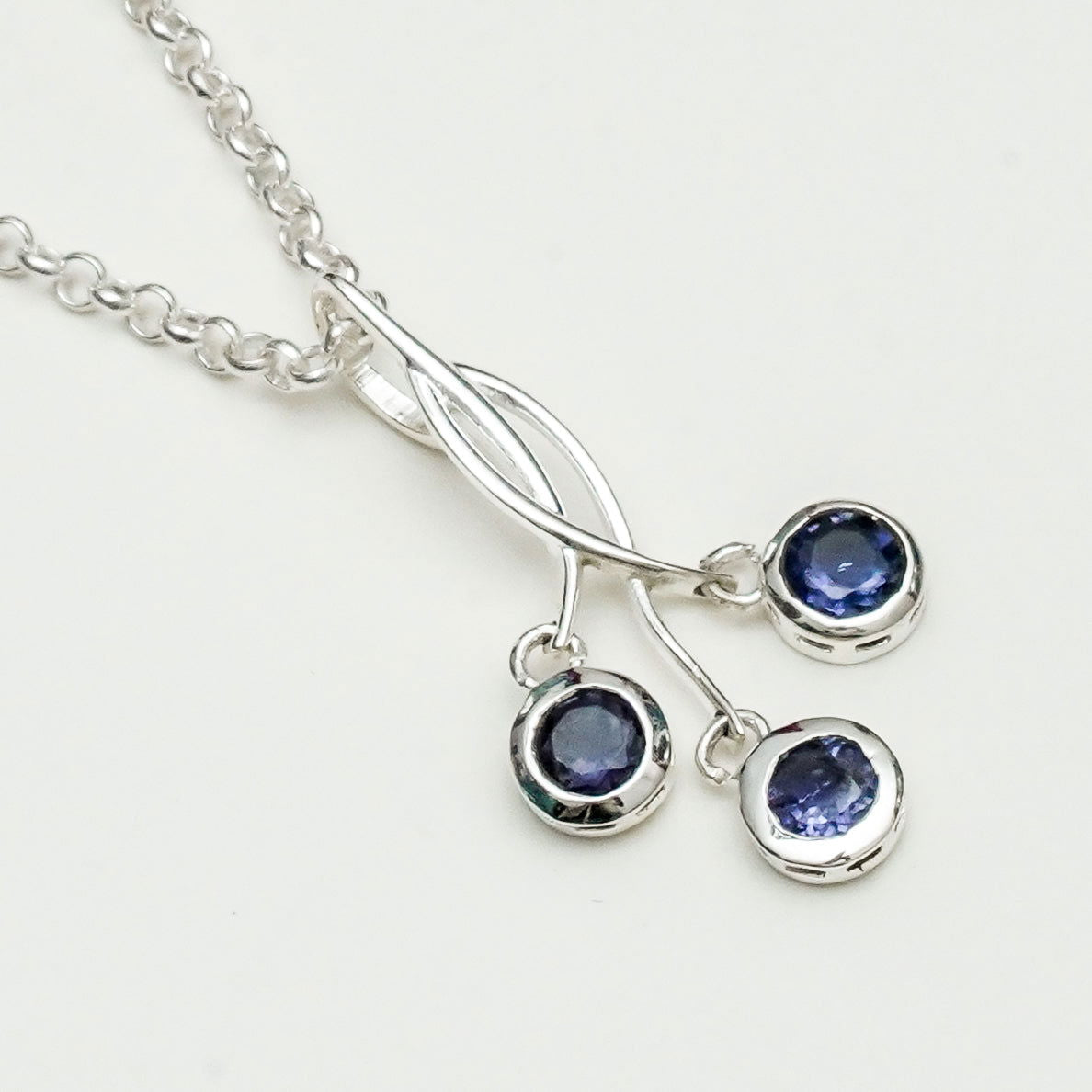 Handmade Pendant With Lolite Gemstone In 925 Sterling Silver
