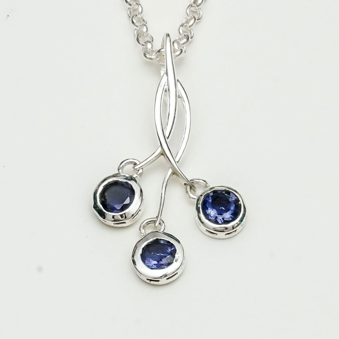 Handmade Pendant With Lolite Gemstone In 925 Sterling Silver