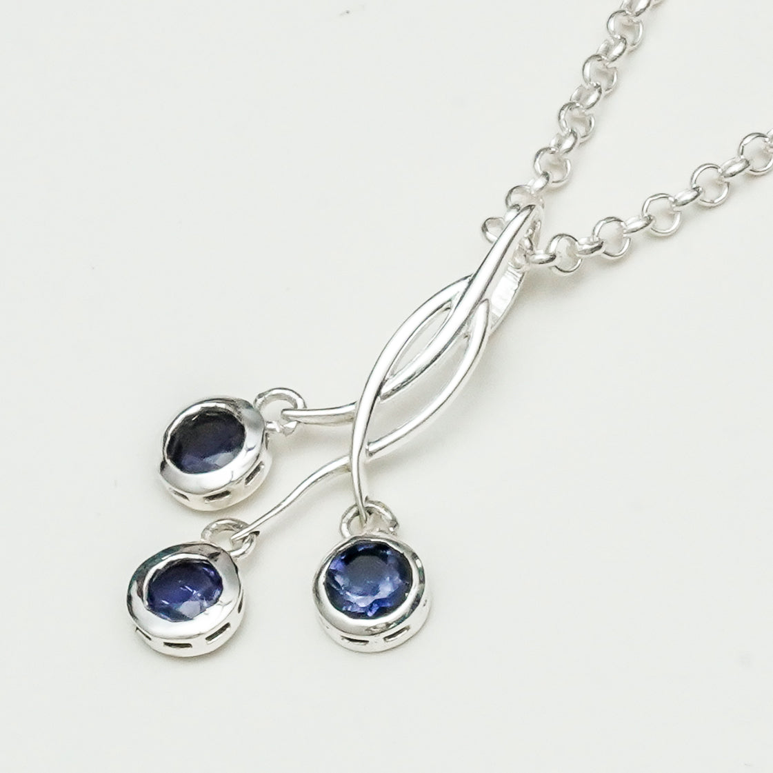 Handmade Pendant With Lolite Gemstone In 925 Sterling Silver