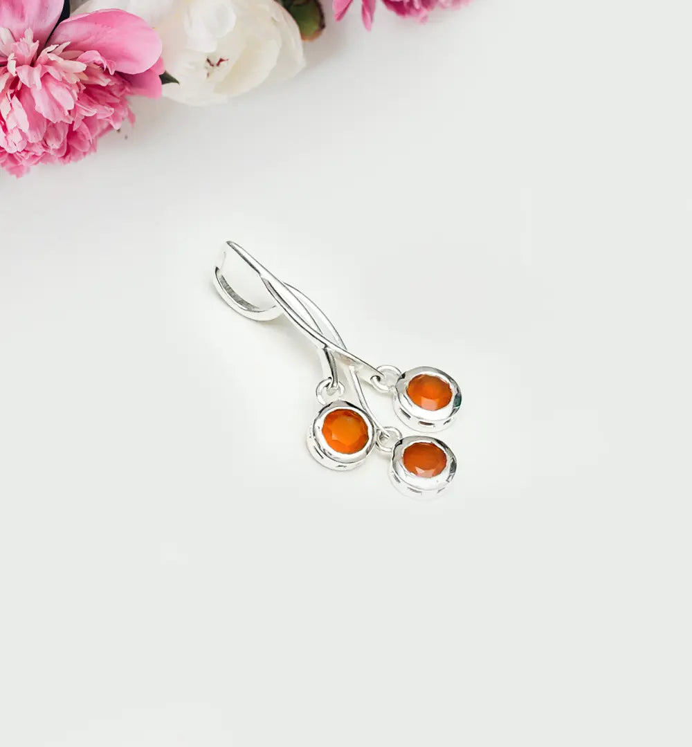 Handmade Pendant With Orange Stone In 925 Sterling Silver