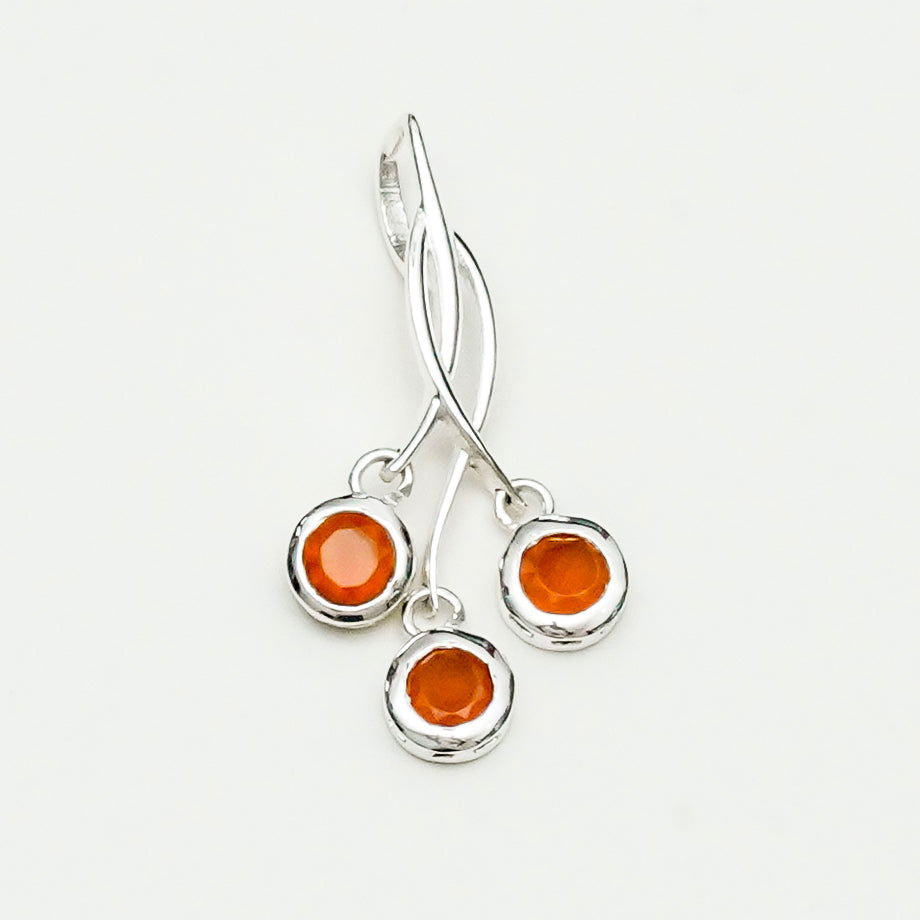 Handmade Pendant With Orange Stone In 925 Sterling Silver