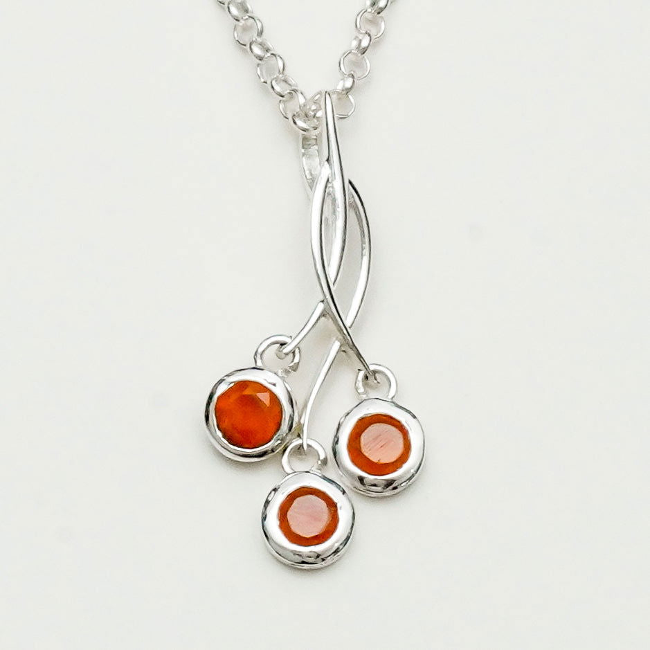 Handmade Pendant With Orange Stone In 925 Sterling Silver