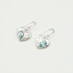 Heart Earrings With Semi Precious BlueTopaz Gemstone Solid 925 Sterling Silver