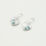 Heart Earrings With Semi Precious BlueTopaz Gemstone Solid 925 Sterling Silver
