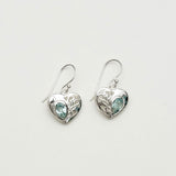 Heart Earrings With Semi Precious BlueTopaz Gemstone Solid 925 Sterling Silver