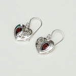 Heart Earrings With Semi Precious Garnet Gemstone Solid 925 Sterling Silver