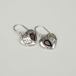 Heart Earrings With Semi Precious Garnet Gemstone Solid 925 Sterling Silver