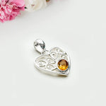 Heart Pendant With Citrine Gemstone in 925 Solid Sterling Silver