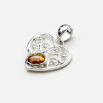 Heart Pendant With Citrine Gemstone in 925 Solid Sterling Silver
