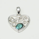 Heart Pendant With Labradorite Gemstone in 925 Solid Sterling Silver