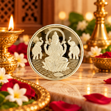 Mohnaa Jewels Lakshmi Lotus Silver Coin – Twin Elephant Design