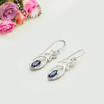 Leaf Earring With Semi Precious Amethyst Gemstone In Solid 925 Sterling Silver