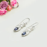 Leaf Earring With Semi Precious Amethyst Gemstone In Solid 925 Sterling Silver