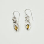 Leaf Earring With Semi Precious Citrine Gemstone In Solid 925 Sterling Silver