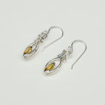 Leaf Earring With Semi Precious Citrine Gemstone In Solid 925 Sterling Silver