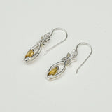 Leaf Earring With Semi Precious Citrine Gemstone In Solid 925 Sterling Silver