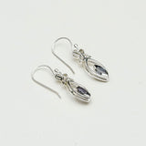 Leaf Earring With Semi Precious Iolite Gemstone In Solid 925 Sterling Silver