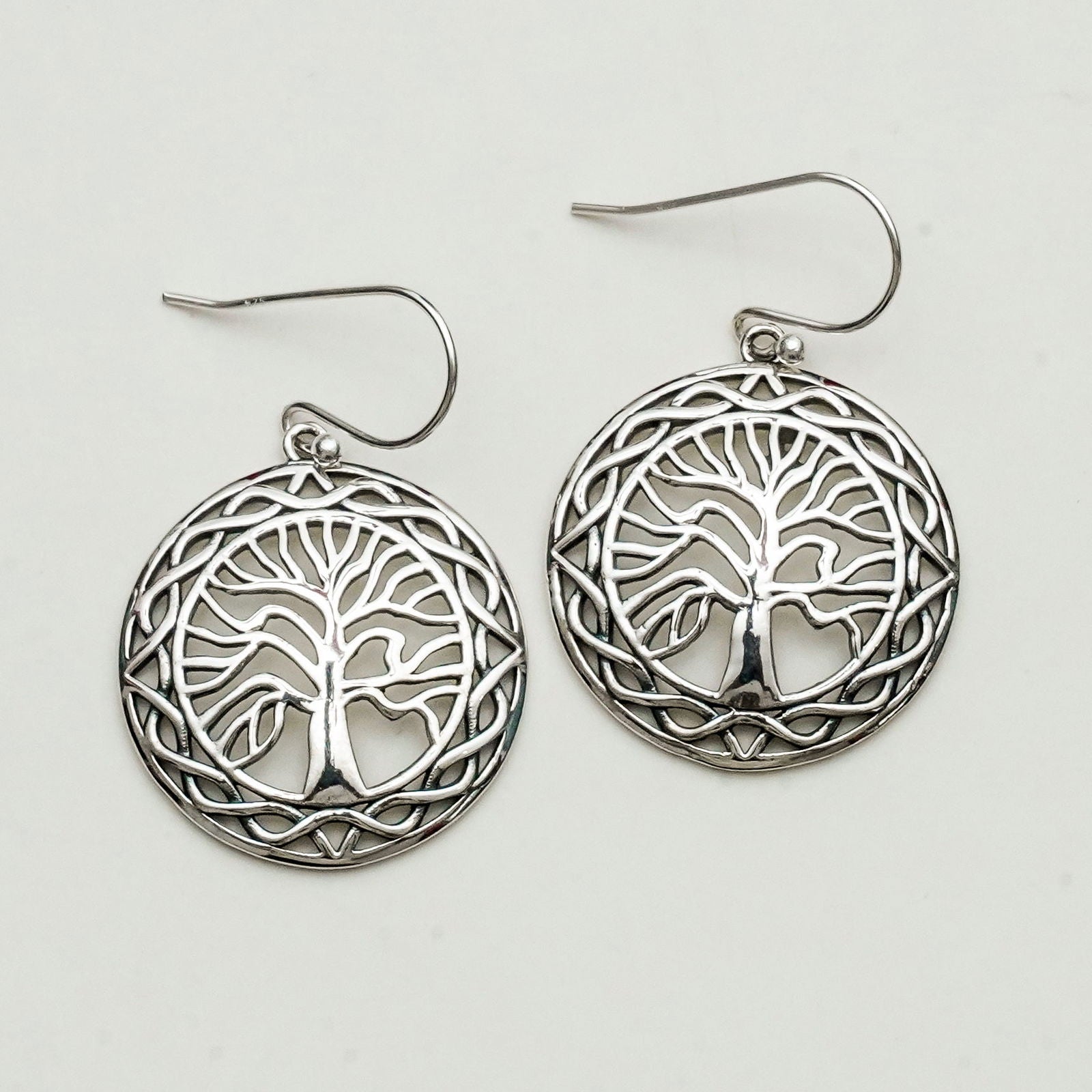 Life Of Tree Earrings 925 Solid Sterling Silver
