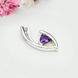 Minimalist Pendant With Amethyst Gemstone in Fine Sterling Silver