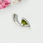 Minimalist Pendant With Peridot Gemstone in Fine Sterling Silver