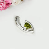 Minimalist Pendant With Peridot Gemstone in Fine Sterling Silver
