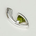 Minimalist Pendant With Peridot Gemstone in Fine Sterling Silver