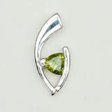 Minimalist Pendant With Peridot Gemstone in Fine Sterling Silver