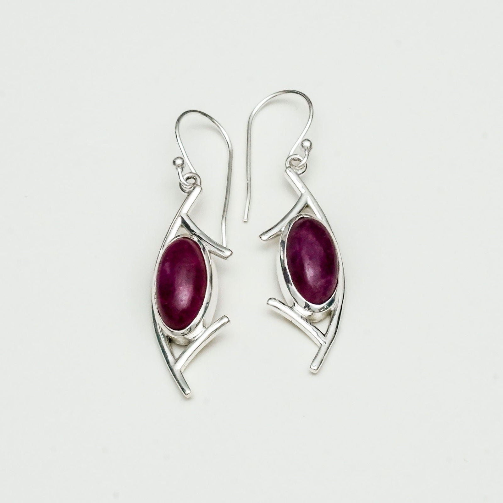 Modern Earrings With Amethyst Gemstone in 925 Sterling Silver