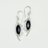 Modern Earrings With Black Onyx Gemstone in 925 Sterling Silver