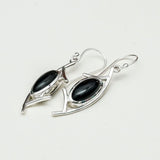 Modern Earrings With Black Onyx Gemstone in 925 Sterling Silver