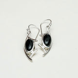 Modern Earrings With Black Onyx Gemstone in 925 Sterling Silver