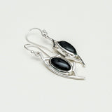 Modern Earrings With Black Onyx Gemstone in 925 Sterling Silver