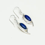 Modern Earrings With Lapis Gemstone in 925 Sterling Silver
