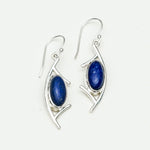 Modern Earrings With Lapis Gemstone in 925 Sterling Silver