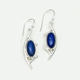 Modern Earrings With Lapis Gemstone in 925 Sterling Silver